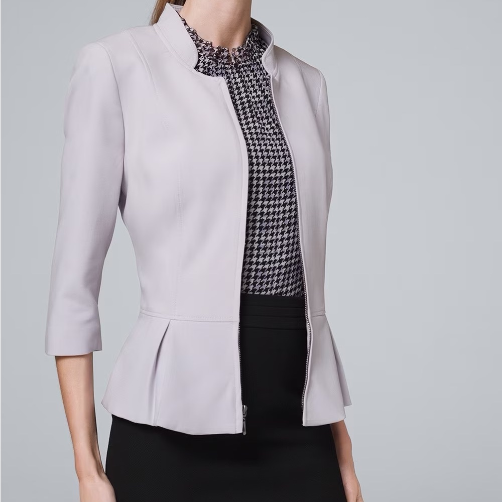 NWT White House Black Market WHBM Moto/Peplum Flirty zip jacket size 10 lilac